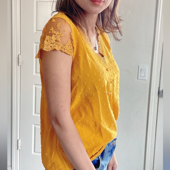 019 Boho Swiss Dot puff sleeve Floral Lace Blouse - Picture 7 of 15